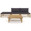 vidaXL 4 Piece Garden Lounge Set with Dark Grey Cushions Bamboo