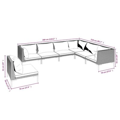 vidaXL 7 Piece Garden Lounge Set with Cushions Poly Rattan Dark Grey,  vidaXL 7 Piece Garden Lounge Set with Cushions Poly Rattan Dark Grey
