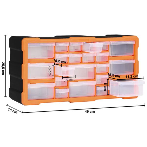 vidaXL Multi-drawer Organiser with 22 Drawers 49x16x25.5 cm