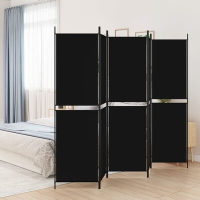 vidaXL 5-Panel Room Divider Black 250x200 cm Fabric, black vidaXL 5-Panel Room Divider Black 250x200 cm Fabric