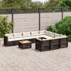 vidaXL 11 Piece Garden Sofa Set with Cushions Black Poly Rattan