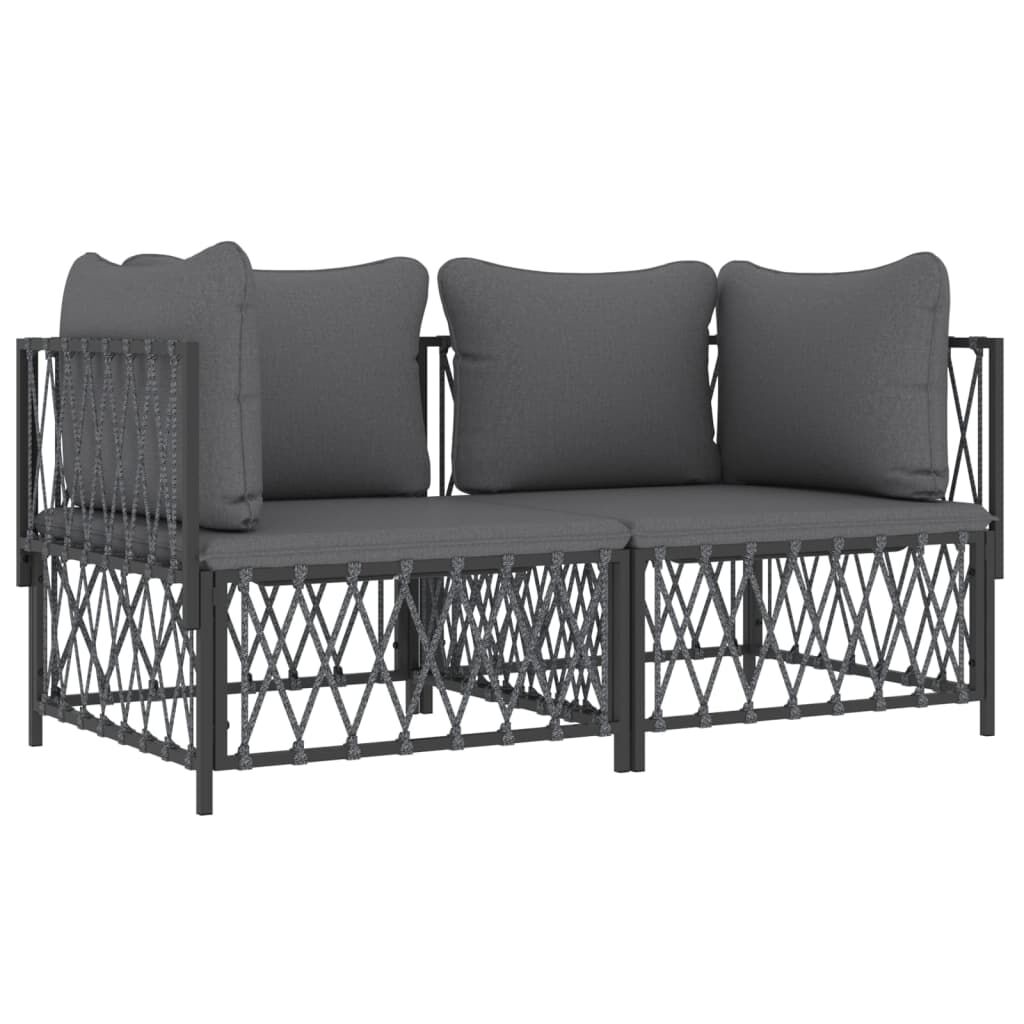 vidaXL 2 Piece Garden Lounge Set with Cushions Anthracite Steel