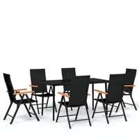 vidaXL 7 Piece Garden Dining Set Black