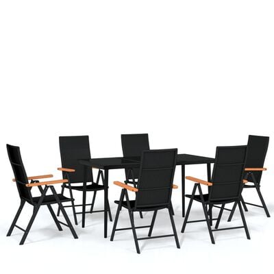 vidaXL 7 Piece Garden Dining Set Black,  vidaXL 7 Piece Garden Dining Set Black