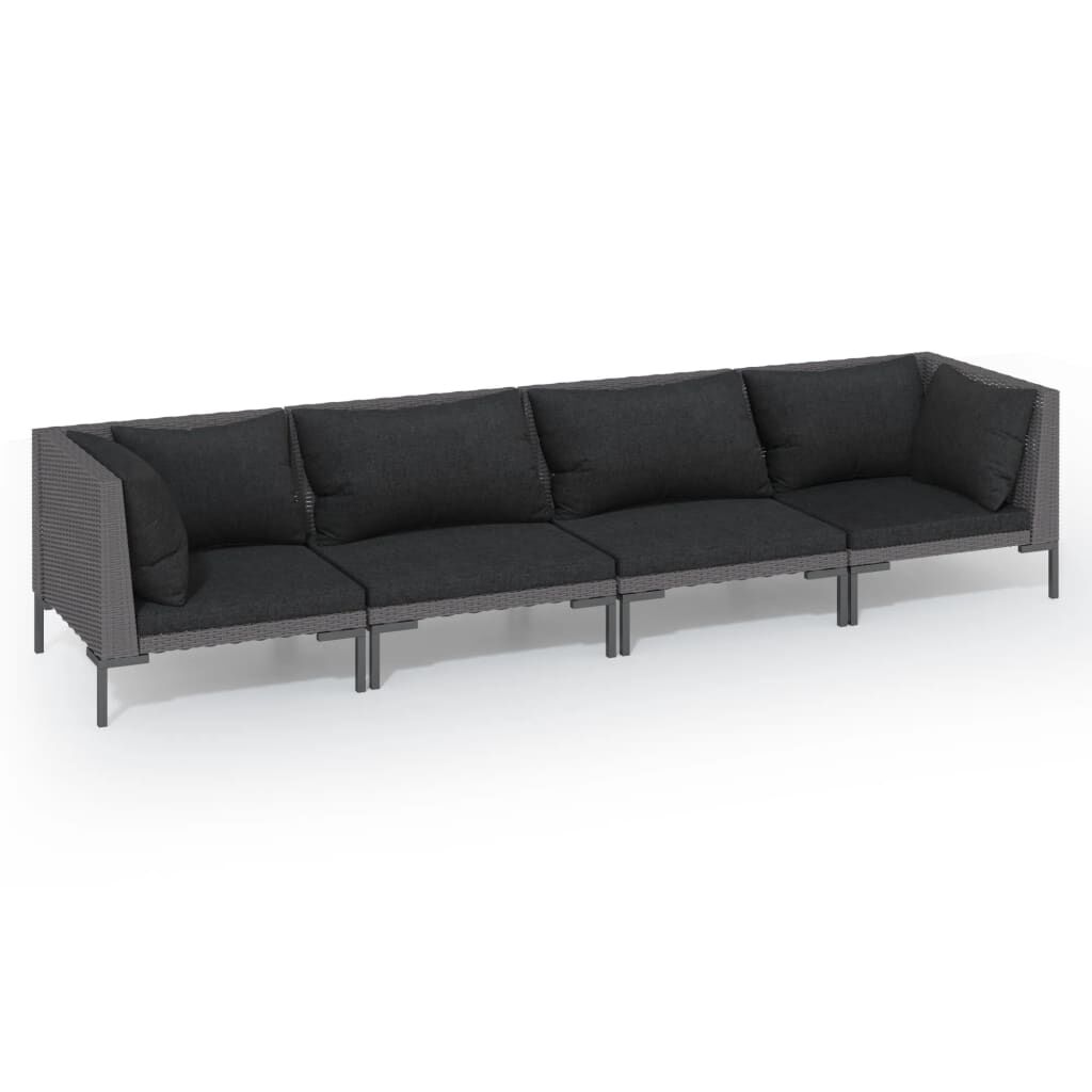 vidaXL 4 Piece Garden Lounge Set with Cushions Poly Rattan Dark Grey