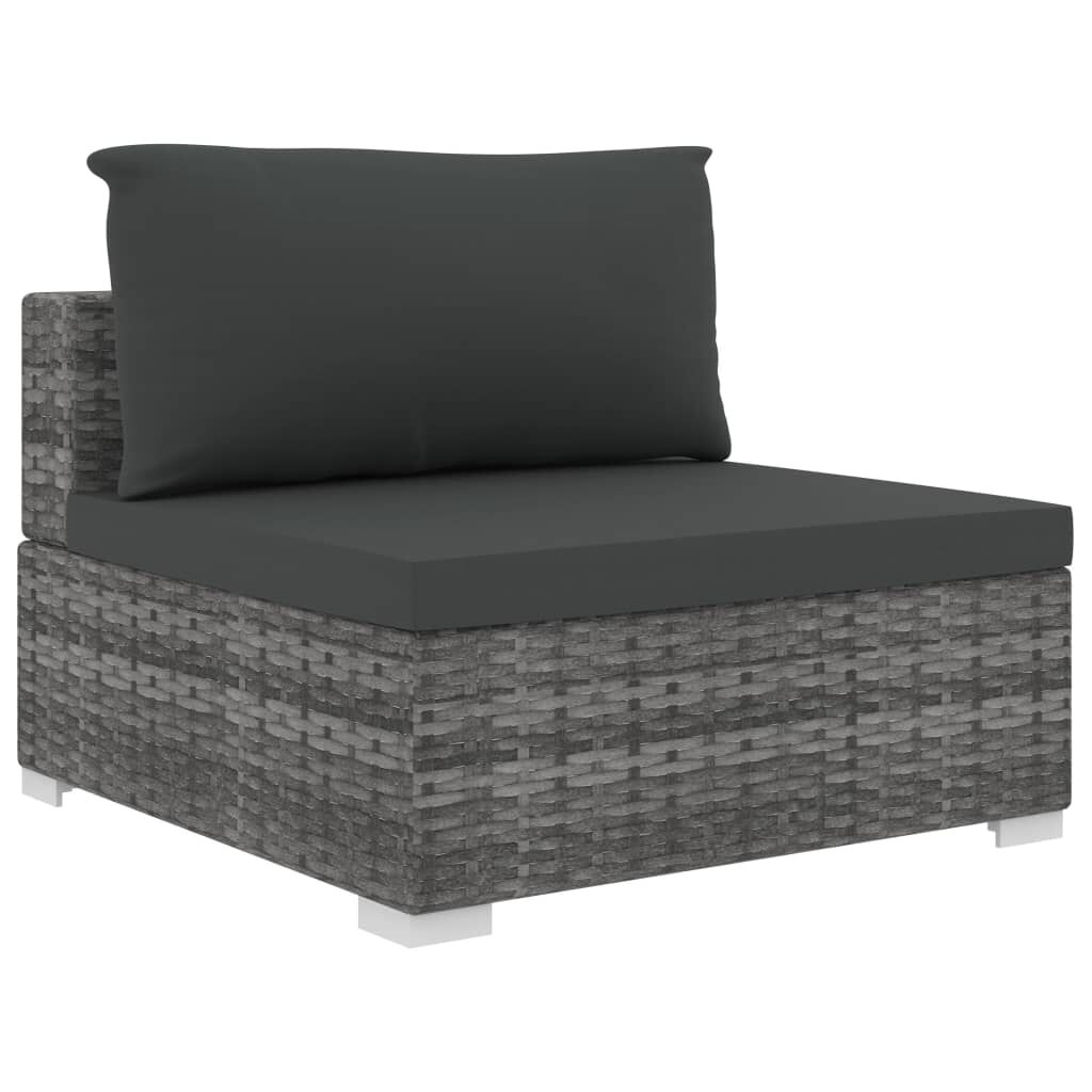 vidaXL 5 Piece Garden Lounge Set with Cushions Poly Rattan Grey