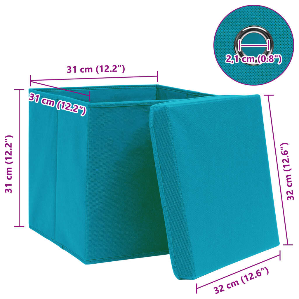 vidaXL Storage Boxes with Lids 4 pcs Baby Blue 32x32x32 cm Fabric