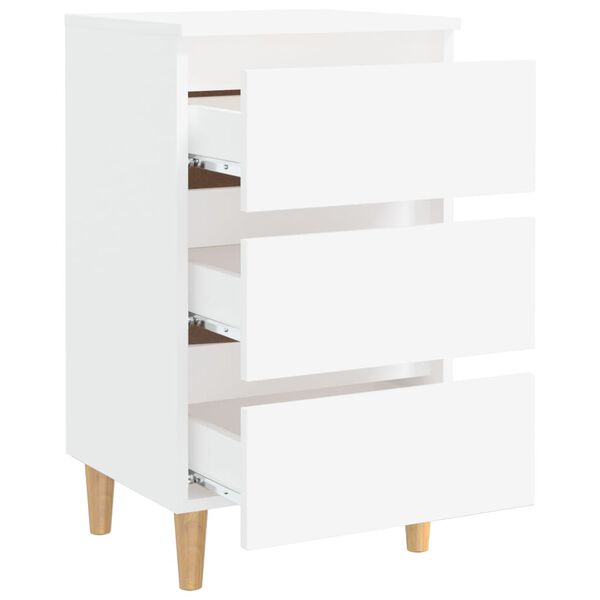 vidaXL Bed Cabinets with Solid Wood Legs 2 pcs White 40x35x69 cm