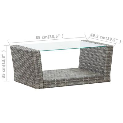 vidaXL 4 Piece Garden Lounge Set with Cushions Poly Rattan Grey, grey vidaXL 4 Piece Garden Lounge Set with Cushions Poly Rattan Grey