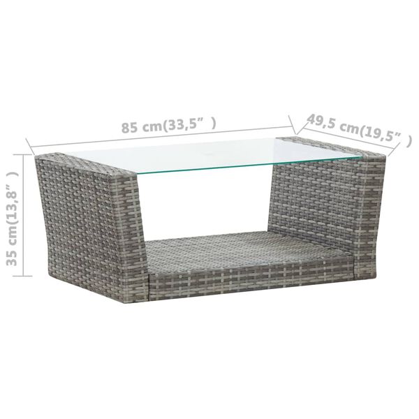 vidaXL 4 Piece Garden Lounge Set with Cushions Poly Rattan Grey