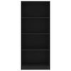 vidaXL 4-Tier Book Cabinet Black 60x24x142 cm Engineered Wood