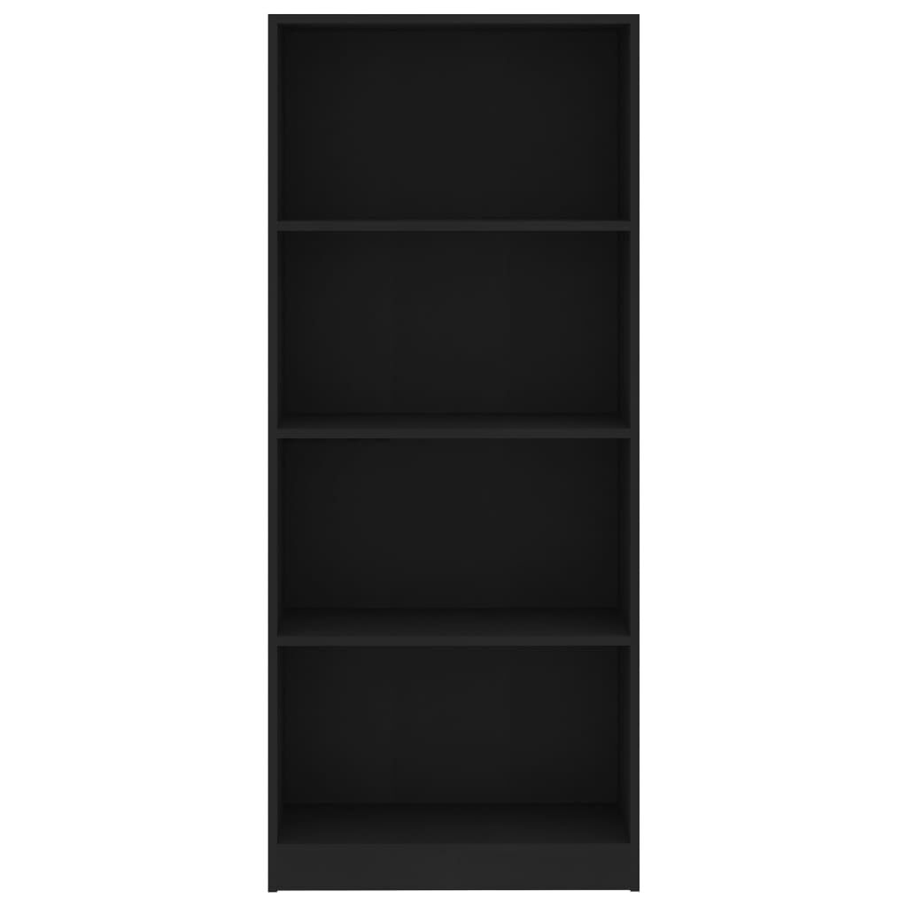 vidaXL 4-Tier Book Cabinet Black 60x24x142 cm Engineered Wood