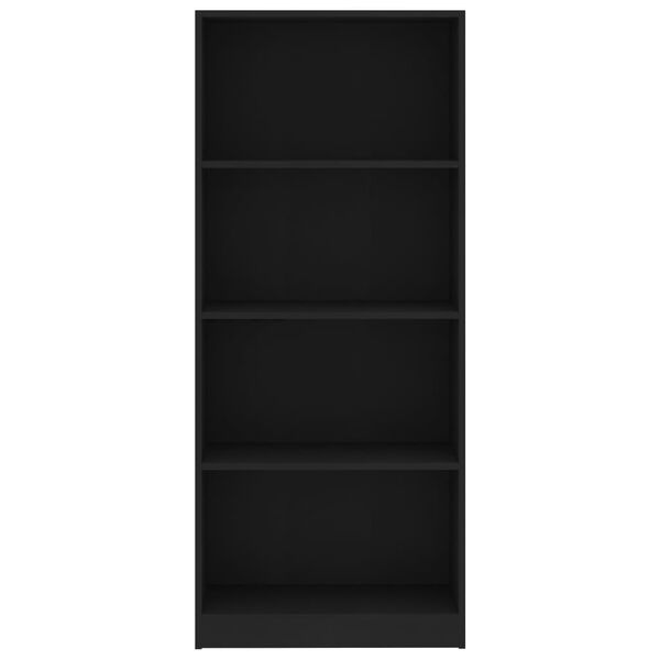 vidaXL 4-Tier Book Cabinet Black 60x24x142 cm Engineered Wood