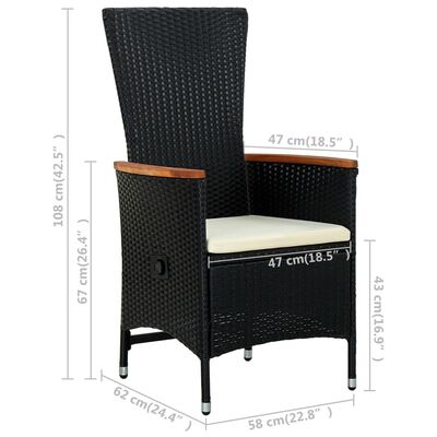 vidaXL Outdoor Chairs 2 pcs with Cushions Poly Rattan Black, black and cream vidaXL Outdoor Chairs 2 pcs with Cushions Poly Rattan Black