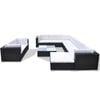 vidaXL 10 Piece Garden Lounge Set with Cushions Poly Rattan Black