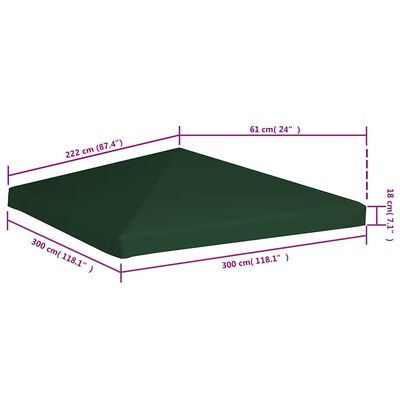 vidaXL Gazebo Top Cover 310 g/m² 3x3 m Green, green vidaXL Gazebo Top Cover 310 g/m² 3x3 m Green