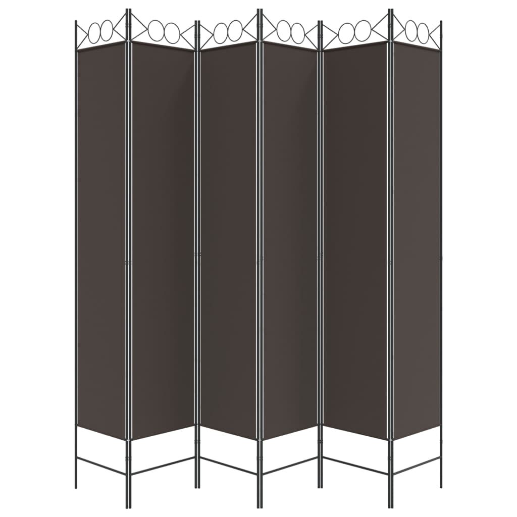 vidaXL 6-Panel Room Divider Brown 240x220 cm Fabric