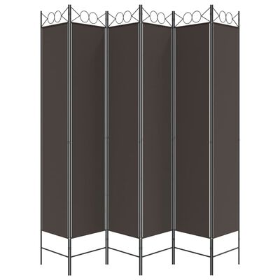 vidaXL 6-Panel Room Divider Brown 240x220 cm Fabric, brown vidaXL 6-Panel Room Divider Brown 240x220 cm Fabric