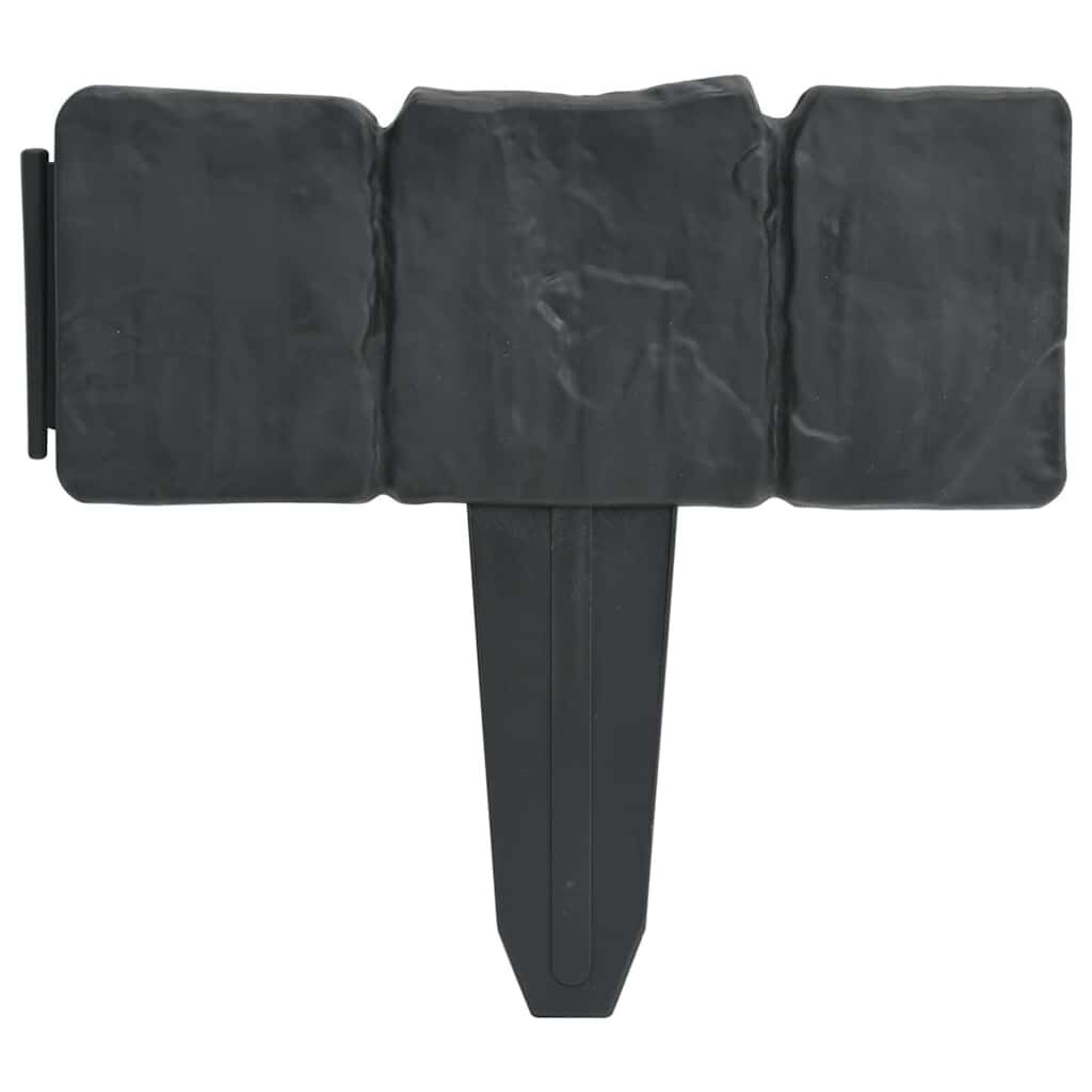 vidaXL Plastic Garden / Lawn Fence Stone Look 41 pcs 10 m