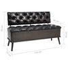 vidaXL Storage Bench with Backrest 110 cm Black Faux Leather