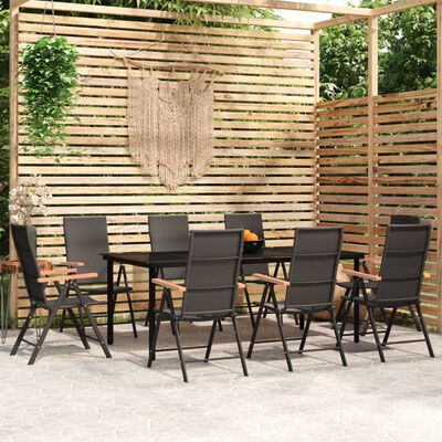 vidaXL 9 Piece Garden Dining Set Black,  vidaXL 9 Piece Garden Dining Set Black