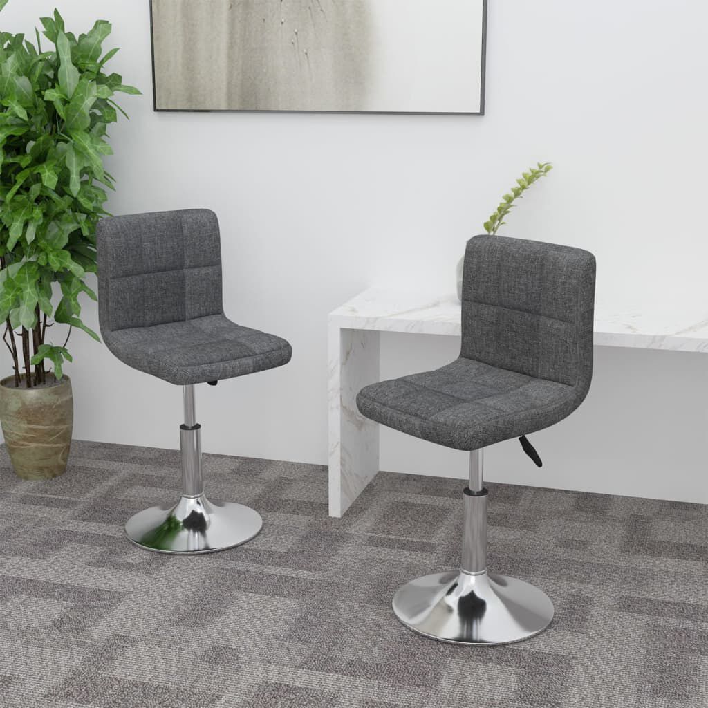 vidaXL Swivel Dining Chairs 2 pcs Dark Grey Fabric
