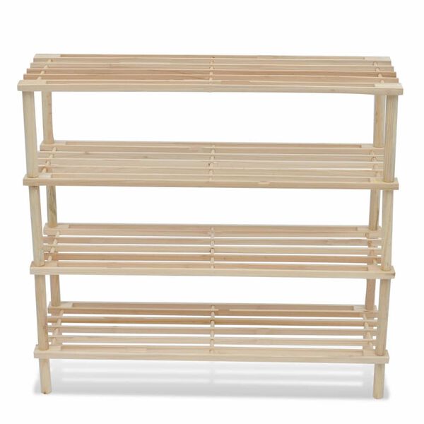 vidaXL 4-Tier Shoe Racks 2 pcs Solid Fir Wood