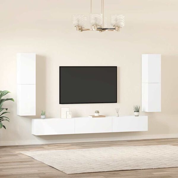 vidaXL 7 Piece TV Cabinet Set White Engineered Wood