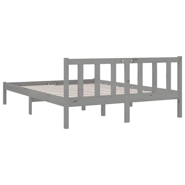 vidaXL Bed Frame without Mattress Grey Solid Wood 160x200 cm