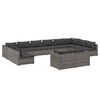 vidaXL 12 Piece Garden Lounge Set with Cushions Grey Poly Rattan