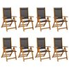vidaXL Folding Chairs 8 pcs Solid Wood Acacia and Textilene