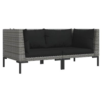 vidaXL Garden Sofas 2pcs with Cushions Half Round Poly Rattan,  vidaXL Garden Sofas 2pcs with Cushions Half Round Poly Rattan