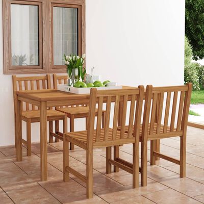 vidaXL 5 Piece Garden Dining Set Solid Teak Wood