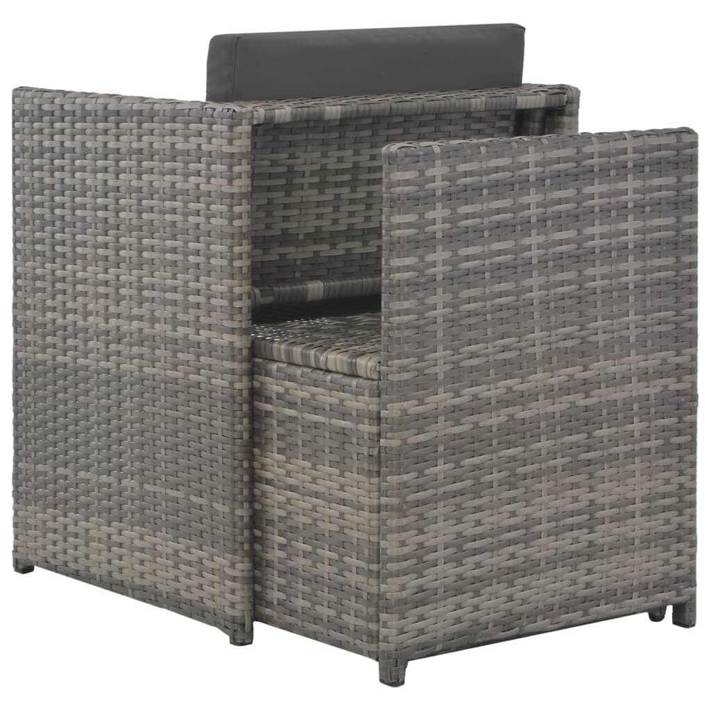 vidaXL 7 Piece Outdoor Dining Set with Cushions Poly Rattan Grey