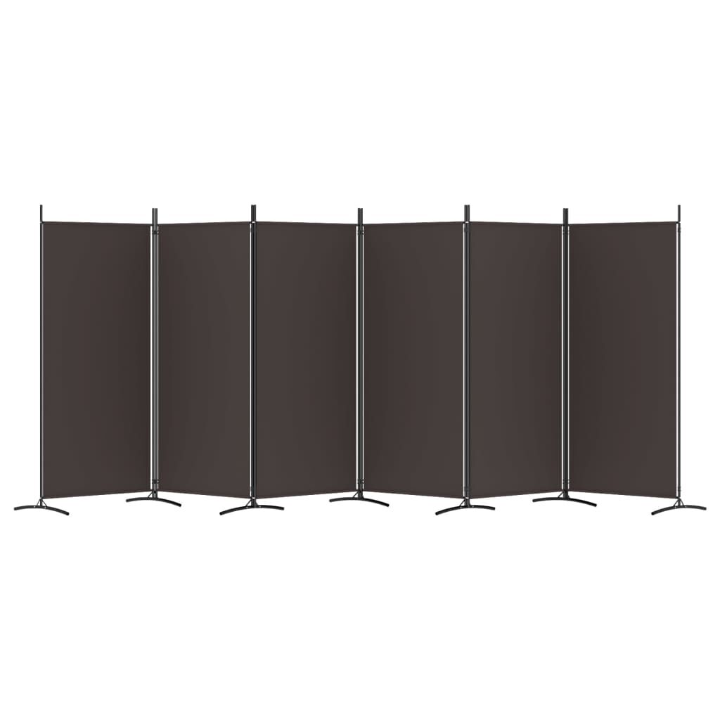 vidaXL 6-Panel Room Divider Brown 520x180 cm Fabric