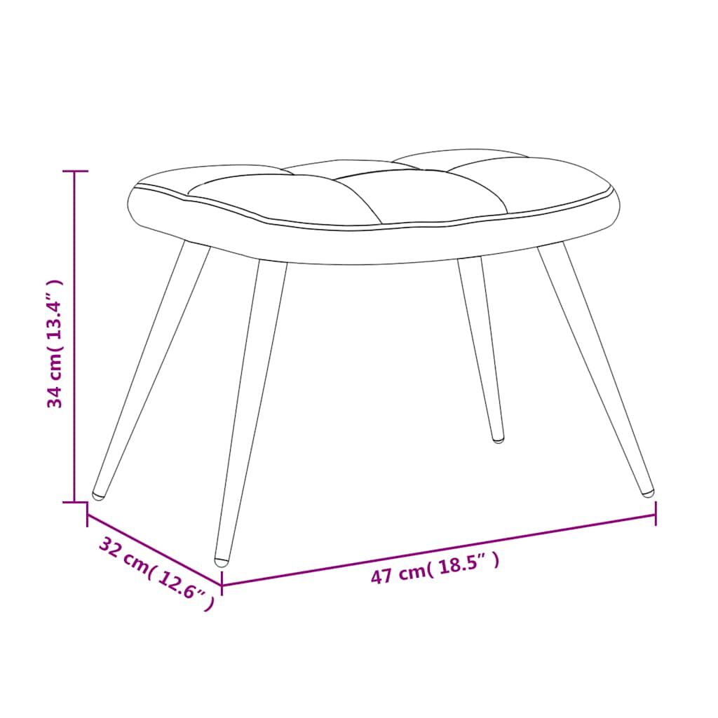 vidaXL Relaxing Chair with a Stool Cream White Velvet