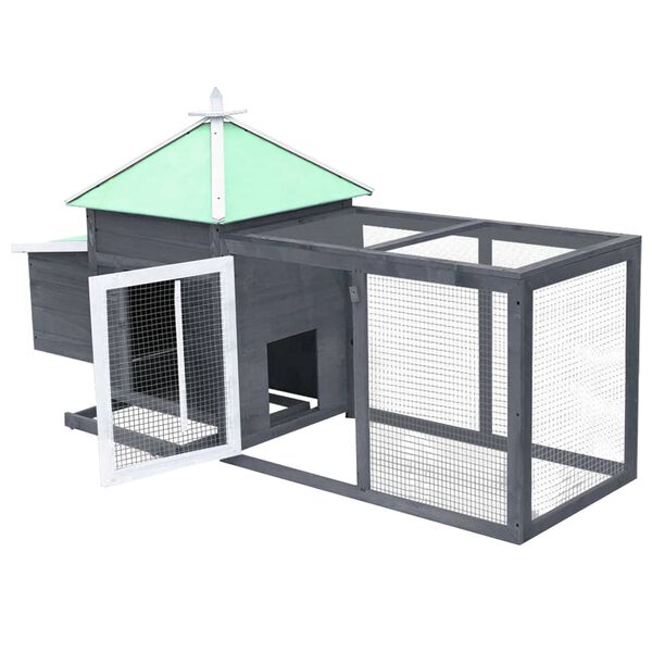 vidaXL Chicken Coop with Nest Box Grey 190x72x102 cm Solid Firwood