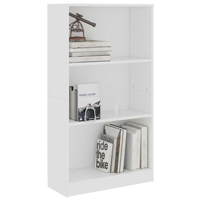 vidaXL 3-Tier Book Cabinet White 60x24x109 cm Engineered Wood, white vidaXL 3-Tier Book Cabinet White 60x24x109 cm Engineered Wood