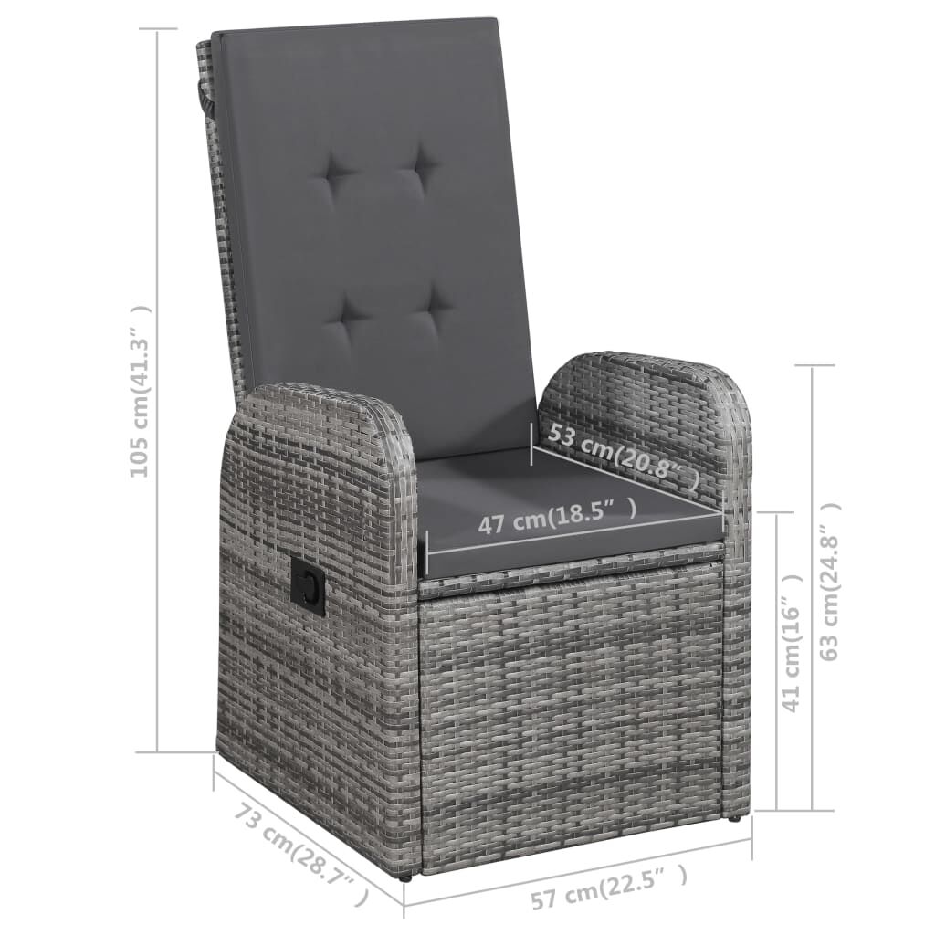 vidaXL 7 Piece Garden Dining Set Grey