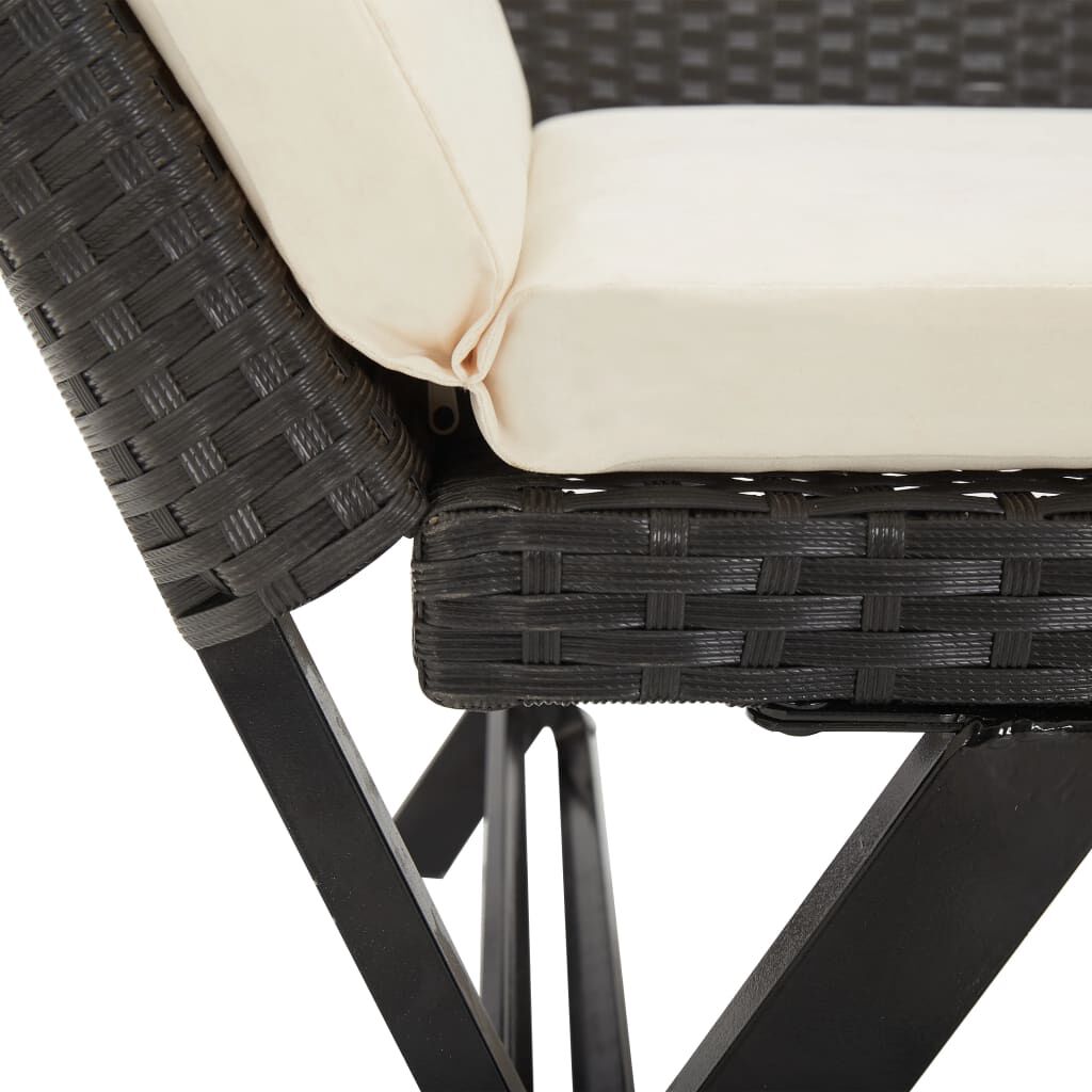 vidaXL Garden Bench with Cushions 176 cm Black Poly Rattan