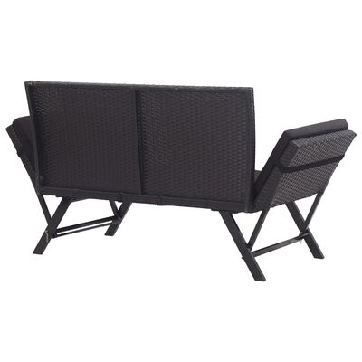 vidaXL Garden Bench with Cushions 176 cm Black Poly Rattan, black vidaXL Garden Bench with Cushions 176 cm Black Poly Rattan