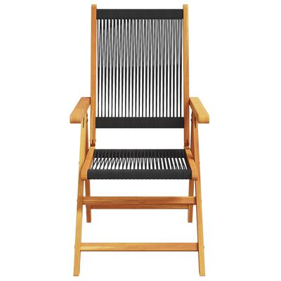 vidaXL Garden Chairs 2 pcs Black Solid Wood Acacia and Polypropylene, black vidaXL Garden Chairs 2 pcs Black Solid Wood Acacia and Polypropylene