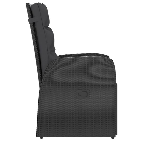 vidaXL 11 Piece Outdoor Dining Set with Cushions Poly Rattan Black