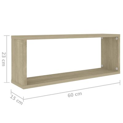 vidaXL Wall Cube Shelf 4 pcs Sonoma Oak 60x15x23 cm Engineered Wood, sonoma oak vidaXL Wall Cube Shelf 4 pcs Sonoma Oak 60x15x23 cm Engineered Wood