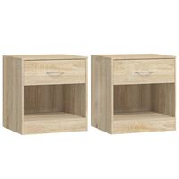 vidaXL Nightstand 2 pcs with Drawer Oak Colour, brown vidaXL Nightstand 2 pcs with Drawer Oak Colour