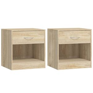 vidaXL Nightstand 2 pcs with Drawer Oak Colour
