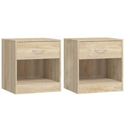 vidaXL Nightstand 2 pcs with Drawer Oak Colour, brown vidaXL Nightstand 2 pcs with Drawer Oak Colour