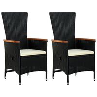 vidaXL Outdoor Chairs 2 pcs with Cushions Poly Rattan Black, black and cream vidaXL Outdoor Chairs 2 pcs with Cushions Poly Rattan Black