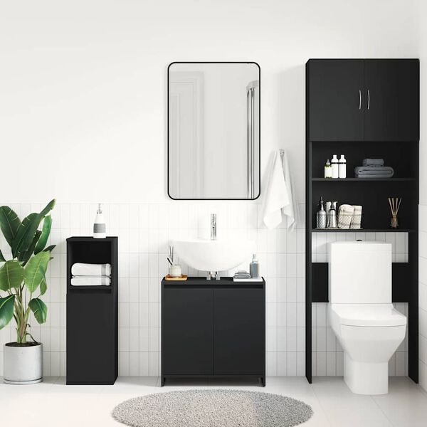 vidaXL Bathroom Cabinet Black 60x33x61 cm Engineered Wood