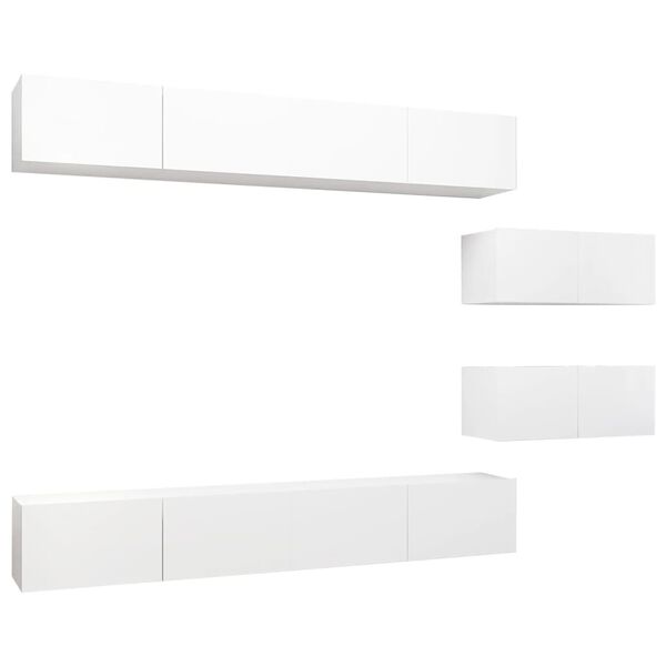 vidaXL 6 Piece TV Cabinet Set White Engineered Wood